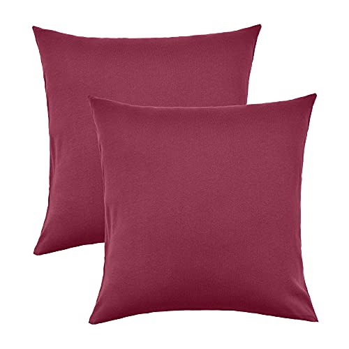 NatureMark 2er Pack Jersey Kissenbezug Kissenhülle Kissenbezüge Seitenschläferkissen Nackenkissen viele Größen und Farben ÖKO-TEX (40 x 40 cm, Bordeaux rot) von NatureMark