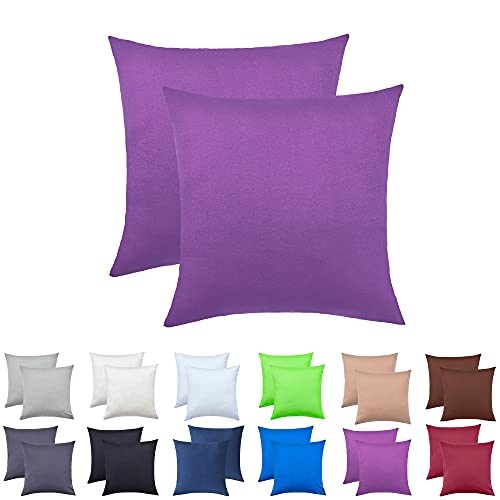 NatureMark 2er Pack Jersey Kissenbezug Kissenhülle Kissenbezüge Seitenschläferkissen Nackenkissen viele Größen und Farben ÖKO-TEX (40 x 40 cm, Lila) von NatureMark