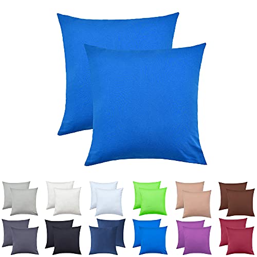 NatureMark 2er Pack Jersey Kissenbezug Kissenhülle Kissenbezüge Seitenschläferkissen Nackenkissen viele Größen und Farben ÖKO-TEX (40 x 40 cm, Royal blau) von NatureMark