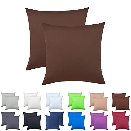 NatureMark 2er Pack Jersey Kissenbezug Kissenhülle Kissenbezüge Seitenschläferkissen Nackenkissen viele Größen und Farben ÖKO-TEX (40 x 40 cm, Schoko braun) von NatureMark