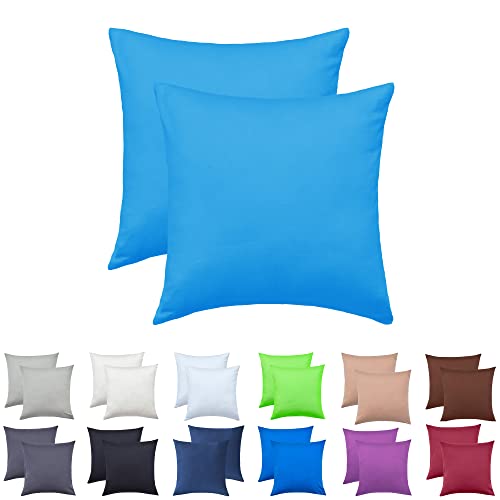 NatureMark 2er Pack Jersey Kissenbezug Kissenhülle Kissenbezüge Seitenschläferkissen Nackenkissen viele Größen und Farben ÖKO-TEX (40 x 40 cm, Türkis) von NatureMark