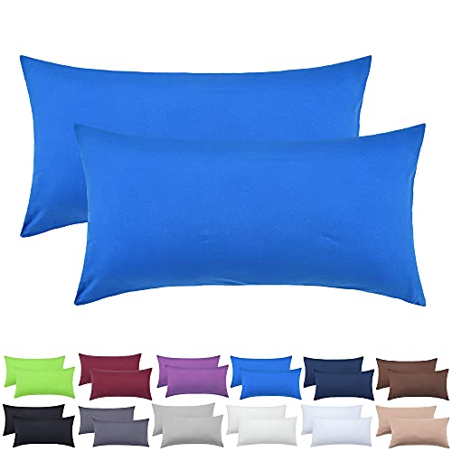 NatureMark 2er Pack Jersey Kissenbezug Kissenhülle Kissenbezüge Seitenschläferkissen Nackenkissen viele Größen und Farben ÖKO-TEX (40 x 60 cm (Nackenkissen geeignet), Royal blau) von NatureMark