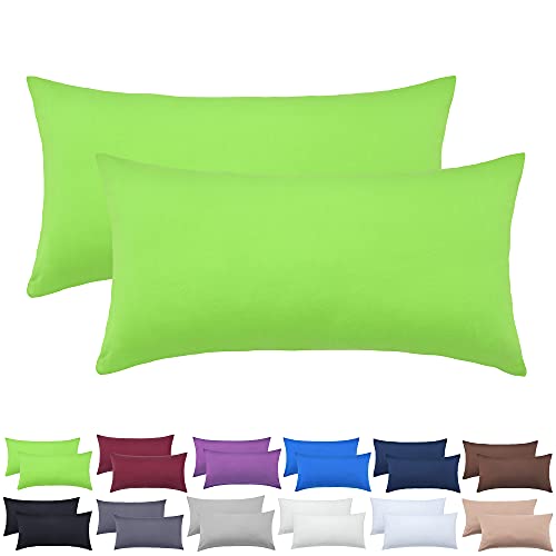 NatureMark 2er Pack Jersey Kissenbezug Kissenhülle Kissenbezüge Seitenschläferkissen Nackenkissen viele Größen und Farben ÖKO-TEX (40 x 80 cm, Apfel grün) von NatureMark