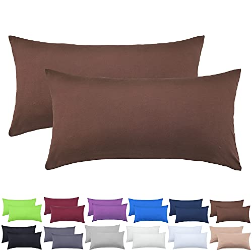 NatureMark 2er Pack Jersey Kissenbezug Kissenhülle Kissenbezüge Seitenschläferkissen Nackenkissen viele Größen und Farben ÖKO-TEX (40 x 80 cm, Schoko braun) von NatureMark