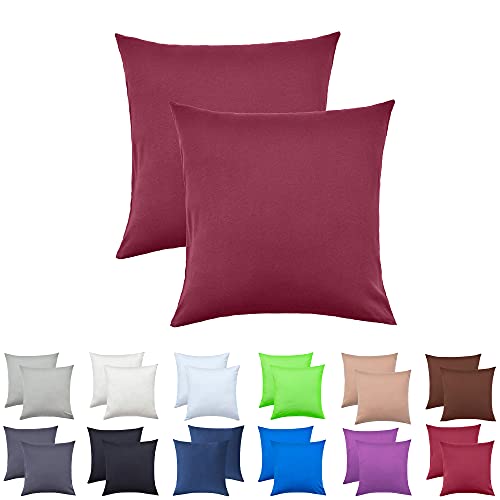 NatureMark 2er Pack Jersey Kissenbezug Kissenhülle Kissenbezüge Seitenschläferkissen Nackenkissen viele Größen und Farben ÖKO-TEX (80 x 80 cm, Bordeaux rot) von NatureMark