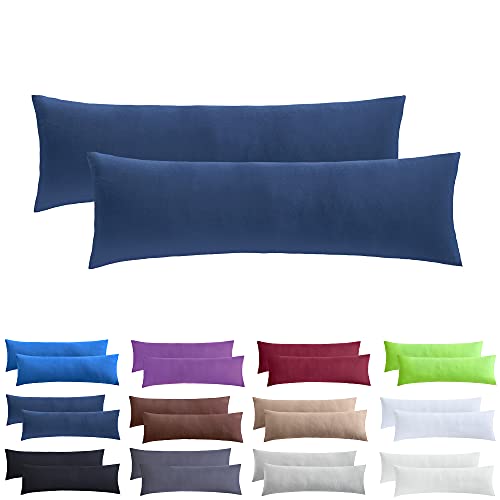 NatureMark 2er Pack Jersey Kissenbezug Kissenhülle Kissenbezüge Seitenschläferkissen Nackenkissen viele Größen und Farben ÖKO-TEX (80 x 80 cm, Navy blau) von NatureMark