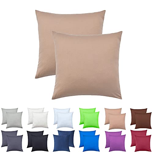 NatureMark 2er Pack Jersey Kissenbezug Kissenhülle Kissenbezüge Seitenschläferkissen Nackenkissen viele Größen und Farben ÖKO-TEX (80 x 80 cm, Sand/Beige) von NatureMark