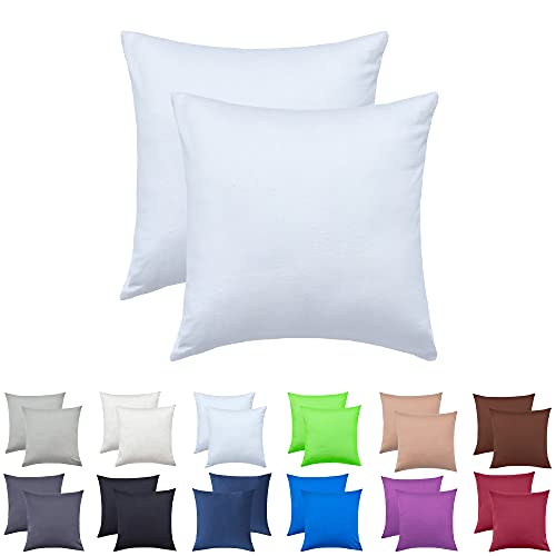 NatureMark 2er Pack Jersey Kissenbezug Kissenhülle Kissenbezüge Seitenschläferkissen Nackenkissen viele Größen und Farben ÖKO-TEX (80 x 80 cm, Weiß) von NatureMark