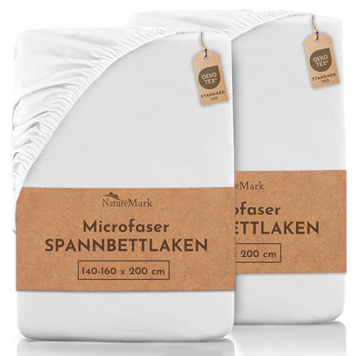 NatureMark Mikrofaser SPANNBETTLAKEN 2er Pack zum Sparpreis! viele Größen und Farben Markenware (Bettlaken 140 x 200 cm - 160 x 200 cm - Weiß) NatureMark Mikrofaser SPANNBETTLAKEN 2er Pack zum Sparpreis! viele Größen und Farben Markenware (Bettlaken 140 x 200 cm - 160 x 200 cm - Weiß) von NatureMark