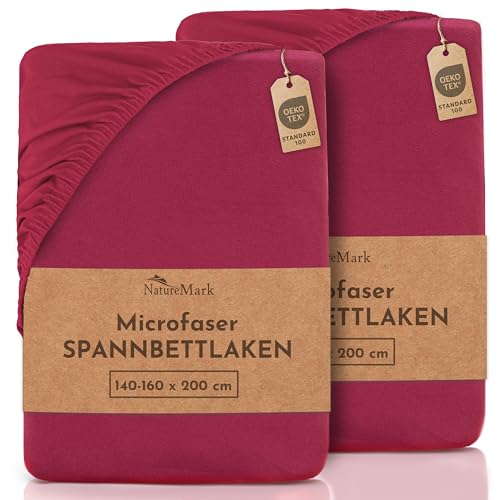 NatureMark Mikrofaser SPANNBETTLAKEN 2er Pack zum Sparpreis! viele Größen und Farben Markenware (Bettlaken 140 x 200 cm - 160 x 200 cm, Bordeaux rot) NatureMark Mikrofaser SPANNBETTLAKEN 2er Pack zum Sparpreis! viele Größen und Farben Markenware (Bettlaken 140 x 200 cm - 160 x 200 cm, Bordeaux rot) von NatureMark