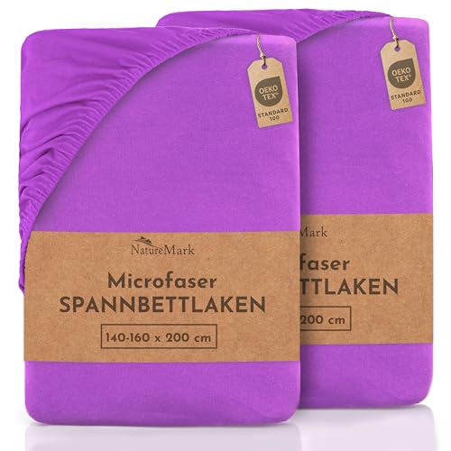 NatureMark Mikrofaser SPANNBETTLAKEN 2er Pack zum Sparpreis! viele Größen und Farben Markenware (Bettlaken 140x200-160x200 cm - Lila) NatureMark Mikrofaser SPANNBETTLAKEN 2er Pack zum Sparpreis! viele Größen und Farben Markenware (Bettlaken 140x200-160x200 cm - Lila) von NatureMark