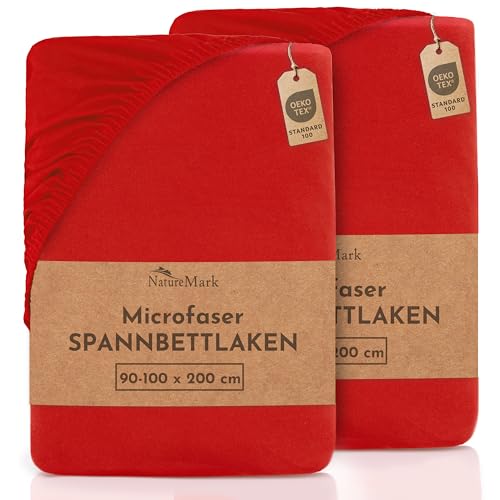 NatureMark Mikrofaser SPANNBETTLAKEN 2er Pack zum Sparpreis! viele Größen und Farben Markenware (Bettlaken 90 x 200 cm - 100 x 200 cm - rot) NatureMark Mikrofaser SPANNBETTLAKEN 2er Pack zum Sparpreis! viele Größen und Farben Markenware (Bettlaken 90 x 200 cm - 100 x 200 cm - rot) von NatureMark