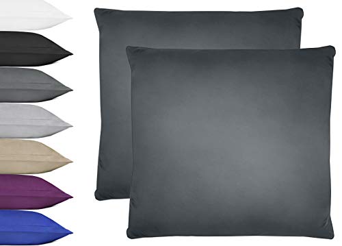 NatureMark 2er Pack Microfaser Kissenbezug 100% Polyester Kissenhülle mit Reißverschluss 40x40cm Anthrazit grau von NatureMark