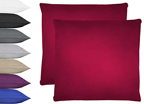 NatureMark 2er Pack Microfaser Kissenbezug 100% Polyester Kissenhülle mit Reißverschluss 40x40cm Bordeaux rot von NatureMark