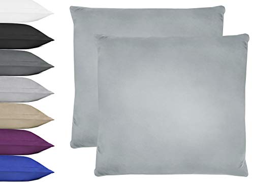 NatureMark 2er Pack Microfaser Kissenbezug 100% Polyester Kissenhülle mit Reißverschluss 40x40cm Silber grau von NatureMark