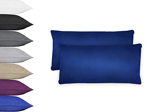 NatureMark 2er Pack Microfaser Kissenbezug 100% Polyester Kissenhülle mit Reißverschluss 40x80cm Royal blau von NatureMark