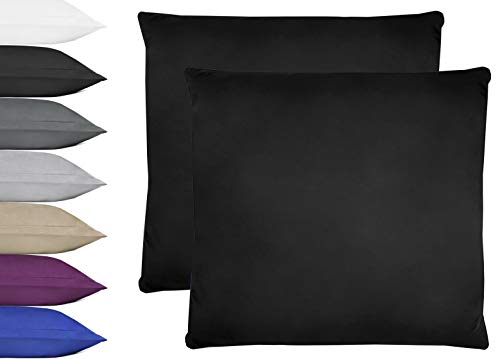 NatureMark 2er Pack Microfaser Kissenbezug 100% Polyester Kissenhülle mit Reißverschluss 80x80cm Schwarz von NatureMark
