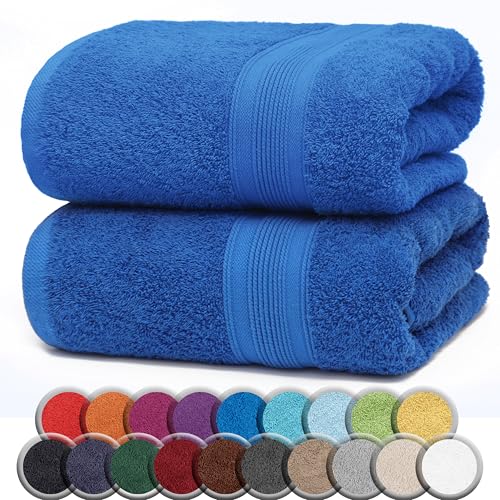 NatureMark 2er Pack SAUNATÜCHER/BADETÜCHER – Premium Qualität 80x200cm – Sauna-Handtuch 100% Baumwolle – Farbe: Royal Blau von NatureMark