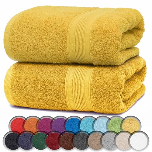 NatureMark 2er Pack SAUNATÜCHER Premium Qualität 80x200cm SAUNATUCH Sauna-Handtuch 100% Baumwolle Farbe: Gelb von NatureMark