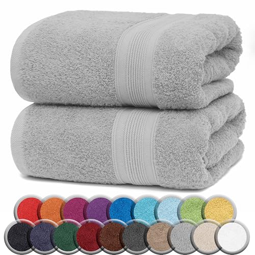 NatureMark 2er Pack SAUNATÜCHER Premium Qualität 80x200cm SAUNATUCH Sauna-Handtuch 100% Baumwolle Farbe: Silber grau von NatureMark