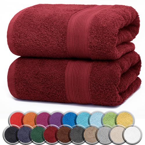 NatureMark 2er Pack SAUNATÜCHER Premium Qualität 80x200cm SAUNATUCH Sauna-Handtuch 100% Baumwolle Farbe: Bordeaux Rot von NatureMark