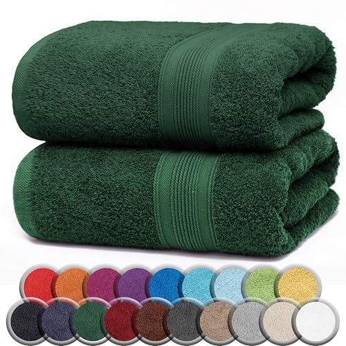 NatureMark 2er Pack SAUNATÜCHER Premium Qualität 80x200cm SAUNATUCH Sauna-Handtuch 100% Baumwolle Farbe: Dunkel Grün von NatureMark