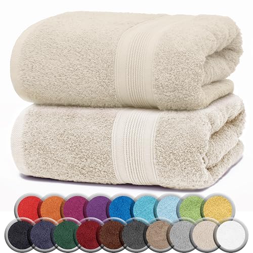 NatureMark 2er Pack SAUNATÜCHER Premium Qualität 80x200cm SAUNATUCH Sauna-Handtuch 100% Baumwolle Farbe: Natur/Creme von NatureMark