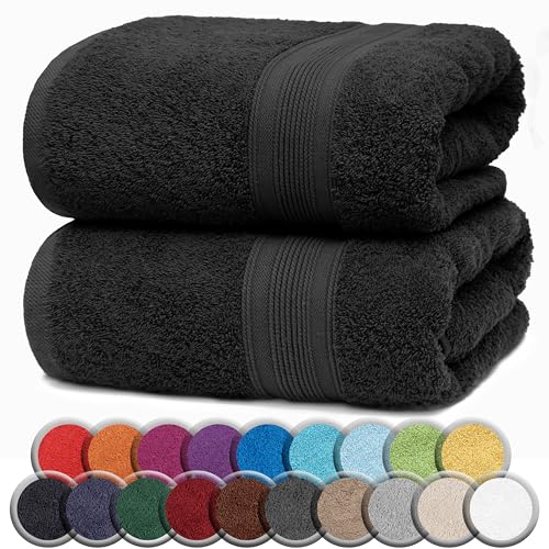 NatureMark 2er Pack SAUNATÜCHER Premium Qualität 80x200cm SAUNATUCH Sauna-Handtuch 100% Baumwolle Farbe: Schwarz von NatureMark