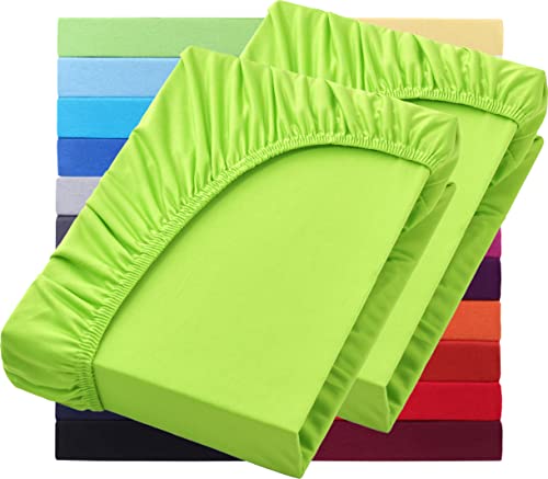 NatureMark 2er Pack Wasserbett & Boxspringbett Spannbettlaken 200 x 220 cm - 40 cm Steg - 200x220cm Spannbetttuch - 100% Baumwolle, Apfel grün von NatureMark