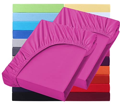 NatureMark 2er Pack Wasserbett & Boxspringbett Spannbettlaken 200 x 220 cm - 40 cm Steg - 200x220cm Spannbetttuch - 100% Baumwolle, Pink von NatureMark