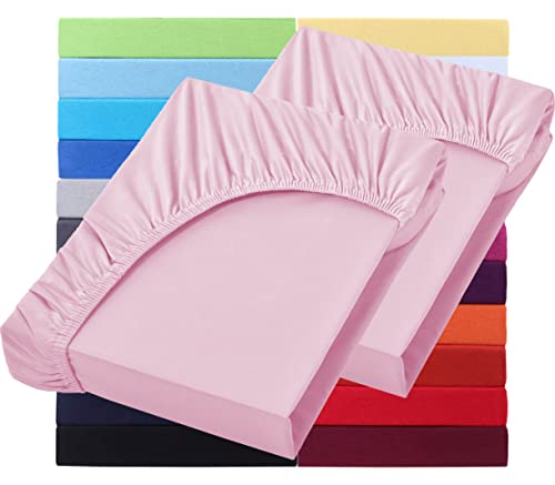 NatureMark 2er Pack Wasserbett & Boxspringbett Spannbettlaken 200 x 220 cm - 40 cm Steg - 200x220cm Spannbetttuch - 100% Baumwolle, Rosa von NatureMark