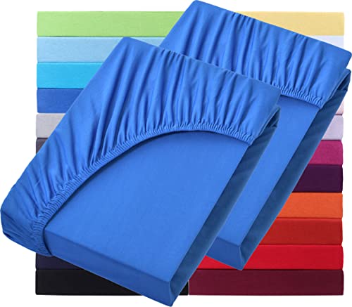 NatureMark 2er Pack Wasserbett & Boxspringbett Spannbettlaken 200 x 220 cm - 40 cm Steg - 200x220cm Spannbetttuch - 100% Baumwolle, Royal blau von NatureMark