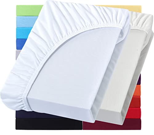 NatureMark 2er Pack Wasserbett & Boxspringbett Spannbettlaken 200 x 220 cm - 40 cm Steg - 200x220cm Spannbetttuch - 100% Baumwolle, Weiß & Natur NatureMark 2er Pack Wasserbett & Boxspringbett Spannbettlaken 200 x 220 cm - 40 cm Steg - 200x220cm Spannbetttuch - 100% Baumwolle, Weiß & Natur von NatureMark