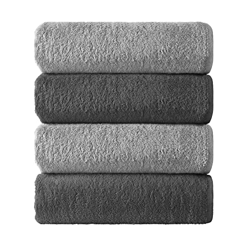 NatureMark 4er Pack Duschtücher, Größe 70x140cm, Silber/Anthrazit, 100% Baumwolle von NatureMark