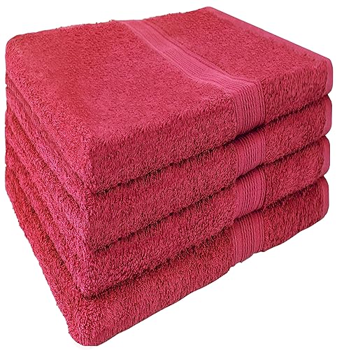 NatureMark 4er Set Handtuch 50x100cm, Frottee Handtücher, 100% Baumwolle, Bordeaux rot von NatureMark