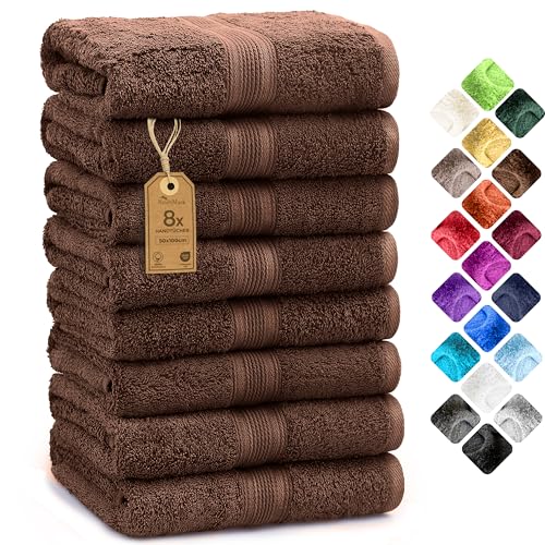 NatureMark 8er Pack Handtücher, 100% Baumwolle, 50 x 100 cm, Handtuch Set Schokobraun von NatureMark