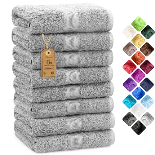 NatureMark 8er Pack Handtücher, 100% Baumwolle, 50 x 100 cm, Handtuch Set Silber grau NatureMark 8er Pack Handtücher, 100% Baumwolle, 50 x 100 cm, Handtuch Set Silber grau von NatureMark