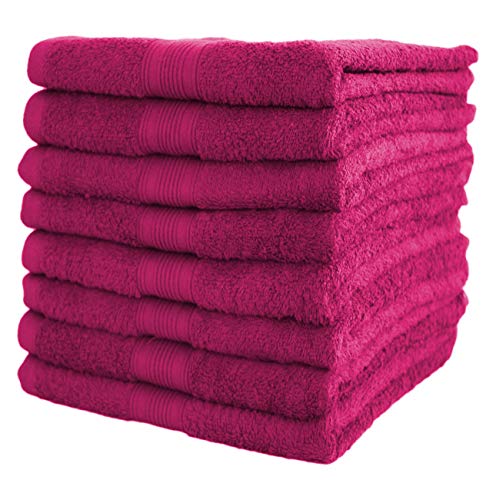 NatureMark 8er Pack Frottier Handtücher 50x100cm, 100% Baumwolle, Pink, 50 x 100 cm von GREEN MARK Textilien