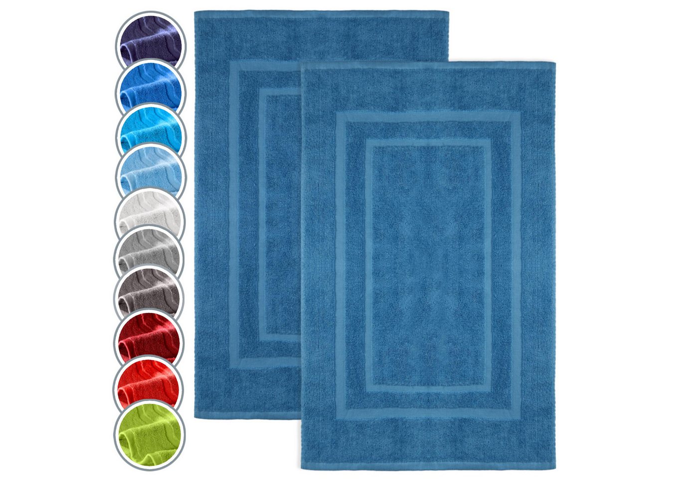 NatureMark Badematte 2er-Set Badvorleger 50x80cm, strapazierfähig, Baumwolle, rechteckig, Badematte 2-tlg., Duschmatte Duschvorleger, Premium Qualität, 50x80cm, Royal blau von NatureMark