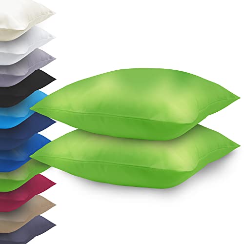 NatureMark Basic 2er Pack Mikrofaser Kissenbezug 40x40 cm - 100% Polyester - mit Reißverschluss (40 x 40 cm, Apfel grün) von NatureMark