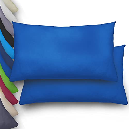 NatureMark Basic 2er Pack Mikrofaser Kissenbezug 40x80 cm - 100% Polyester - mit Reißverschluss (40 x 80 cm, Royal blau) von NatureMark