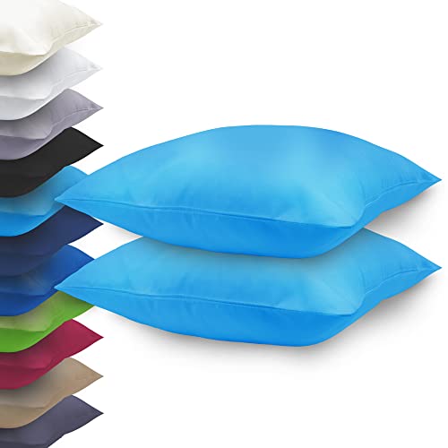 NatureMark Basic 2er Pack Mikrofaser Kissenbezug 80x80 cm - 100% Polyester - mit Reißverschluss (80 x 80 cm, Türkis) von NatureMark
