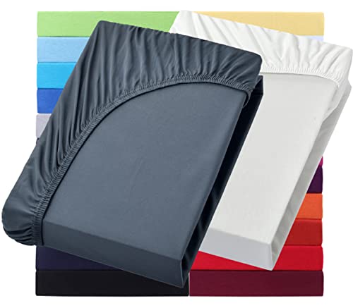 NatureMark Basic 2er Set Jersey Spannbettlaken 90 x 190 cm - 100 x 200 cm - 25 cm Steg - 100x200cm Spannbetttuch - 100% Baumwolle, Anthrazit & Naturweiß NatureMark Basic 2er Set Jersey Spannbettlaken 90 x 190 cm - 100 x 200 cm - 25 cm Steg - 100x200cm Spannbetttuch - 100% Baumwolle, Anthrazit & Naturweiß von NatureMark