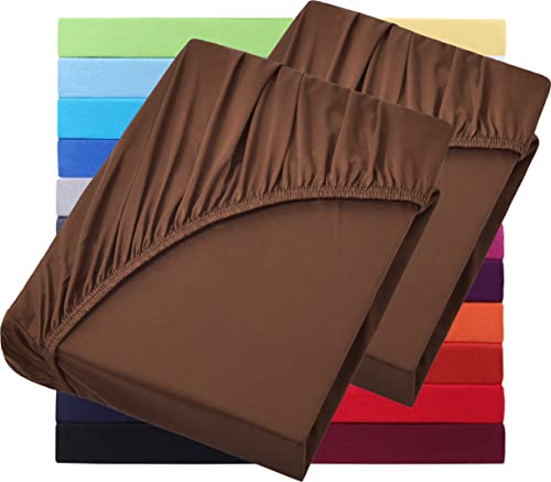 NatureMark Basic 2er Set Jersey Spannbettlaken 90 x 190 cm - 100 x 200 cm - 25 cm Steg - 100x200cm Spannbetttuch - 100% Baumwolle, Schoko braun NatureMark Basic 2er Set Jersey Spannbettlaken 90 x 190 cm - 100 x 200 cm - 25 cm Steg - 100x200cm Spannbetttuch - 100% Baumwolle, Schoko braun von NatureMark