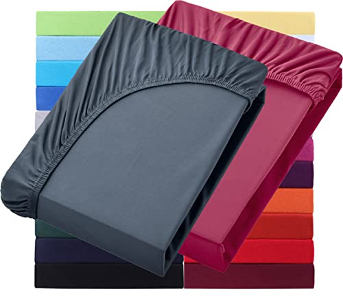 NatureMark Basic 2er Set Jersey Spannbettlaken 90 x 190 cm - 100 x 200 cm - 25 cm Steg - 100x200cm Spannbetttuch - 100% Baumwolle, Anthrazit & Bordeaux NatureMark Basic 2er Set Jersey Spannbettlaken 90 x 190 cm - 100 x 200 cm - 25 cm Steg - 100x200cm Spannbetttuch - 100% Baumwolle, Anthrazit & Bordeaux von NatureMark