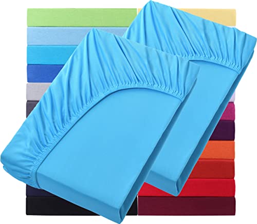 NatureMark Basic 2er Set Jersey Spannbettlaken 90 x 190 cm - 100 x 200 cm - 25 cm Steg - 100x200cm Spannbetttuch - 100% Baumwolle, Türkis NatureMark Basic 2er Set Jersey Spannbettlaken 90 x 190 cm - 100 x 200 cm - 25 cm Steg - 100x200cm Spannbetttuch - 100% Baumwolle, Türkis von NatureMark