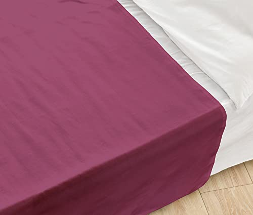 NatureMark Basic Bettlaken - weiches und pflegeleichtes Betttuch aus 100% Baumwolle ohne Gummizug Haustuch viele Größen und Farben Größe: 180x275 cm, Bordeaux rot von NatureMark