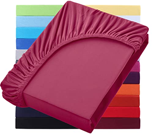 NatureMark Basic Boxspringbett & Wasserbett Spannbettlaken 200 x 220 cm - 40 cm Steghöhe - 200x220cm Spannbetttuch - 100% Baumwolle, Bordeaux rot von NatureMark