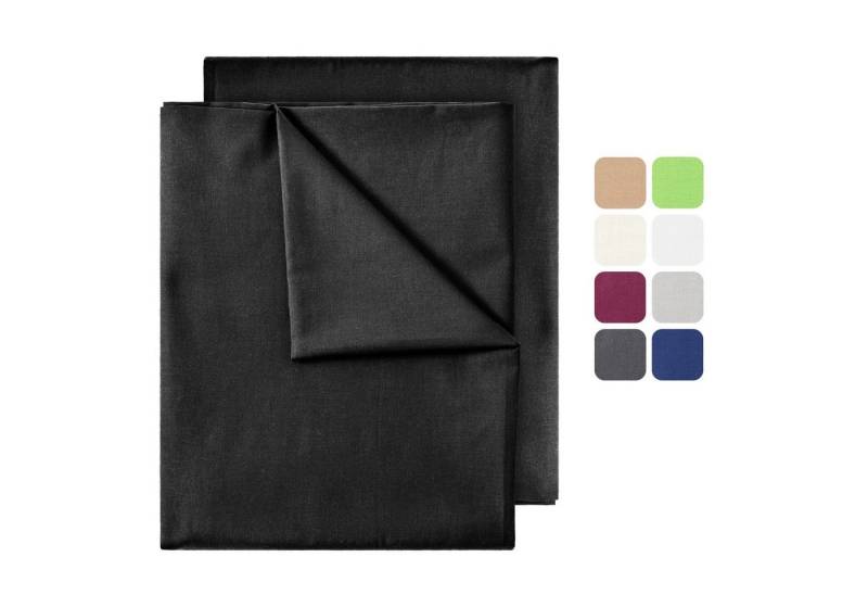 NatureMark Bettlaken erstklassig gewebtes Bettlaken ohne Gummizug, Baumwolle, Gummizug: ohne, (1 Stück), feines Leinentuch Spannbetttuch, 100% Baumwolle, Schwarz von NatureMark