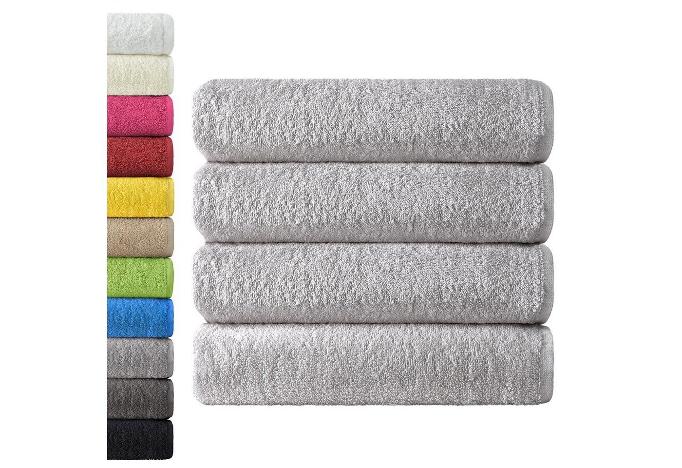 NatureMark Duschtuch Duschtuch 400gsm, 100% Baumwolle (4-St), Duschhandtuch 70x140cm Silber grau von NatureMark